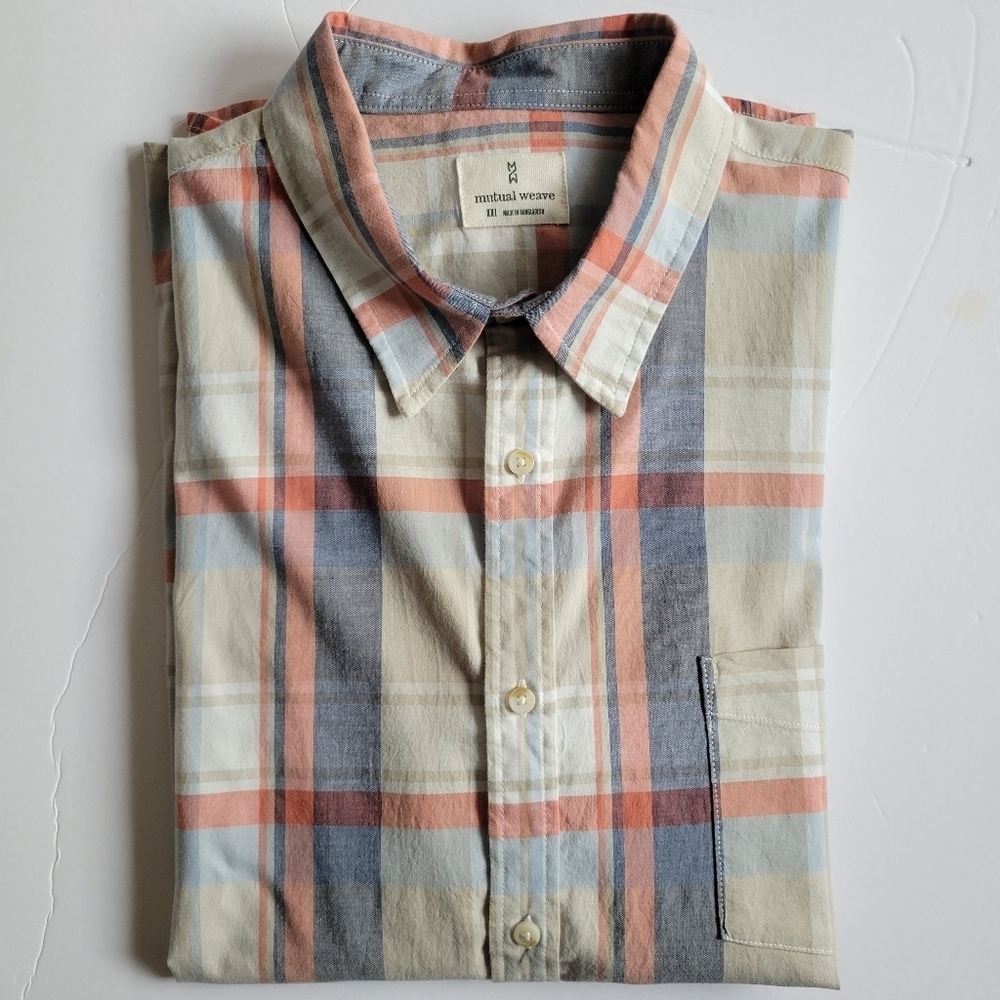 New Mutual Weave Long Sleeve Plaid Button-Down Shirt. - Picture 7 of 9